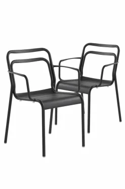 New PANTHEON Käsinojalliset Tuolit, 2/pakk. Puutarhatuolit & Puutarhajakkarat|Ulkokalusteet