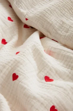 Clearance Pussilakanasetti HEARTS Kapeaan Sänkyyn - Ekologinen Lasten Vuodevaatteet