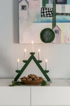 Outlet Sähkökynttelikkö Puuta, 5 Lamppua 44 Cm Jouluvalot