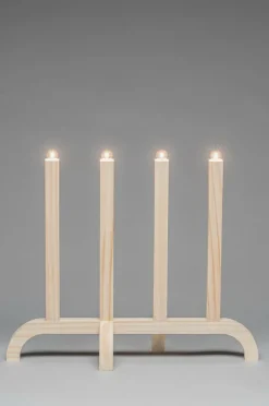 Clearance Sähkökynttelikkö Puuta, 4 Lamppua, 42 Cm Jouluvalot