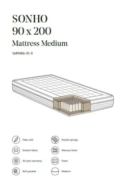 Shop SONHO Pocket Jousipatja Medium 90x200 Cm Joustinpatjat